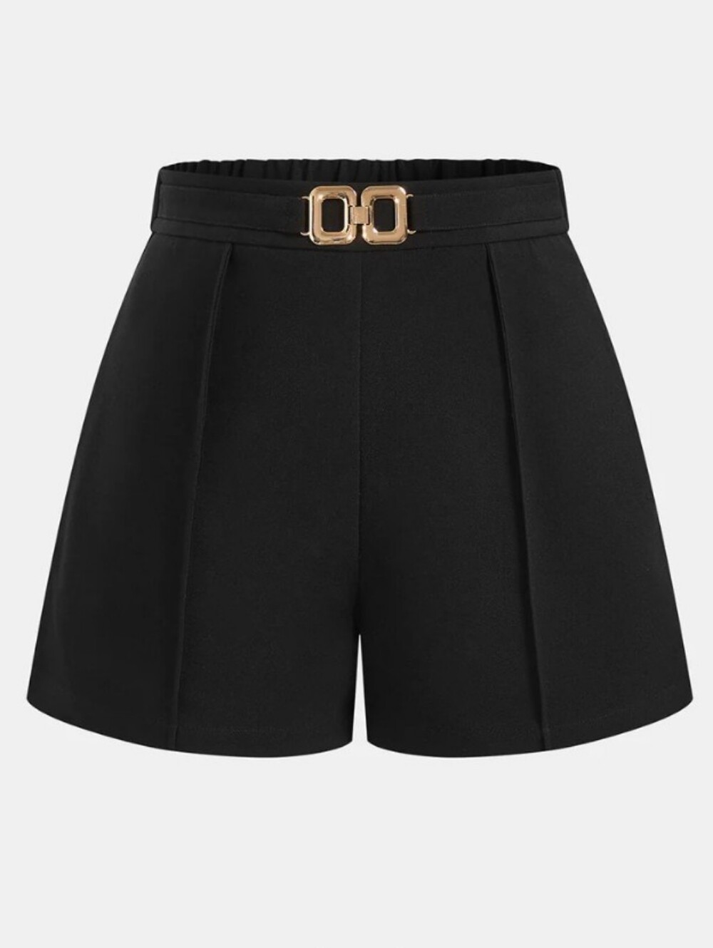 Commense Mid Waist Metal Buckle A-Line Shorts- XL